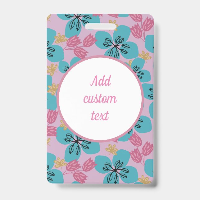 Custom floral pink  name mother badge (Front)