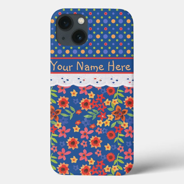 Custom Floral, Polkas, Faux Lace iPad Case (Back)