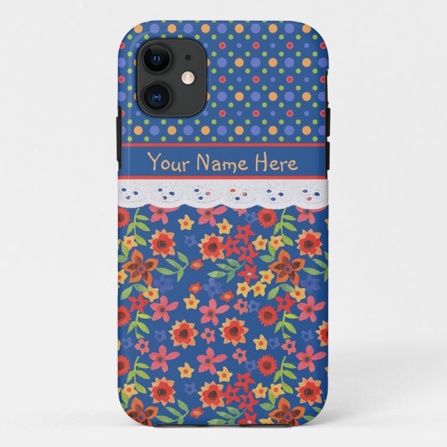 Custom Floral Polkas Faux Lace iPhone 5/5s Case (Back)