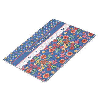 Custom Floral, Polkas, Faux Lace Notepad