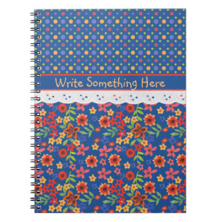 Custom Floral, Polkas, Faux Lace Spiral Notebook