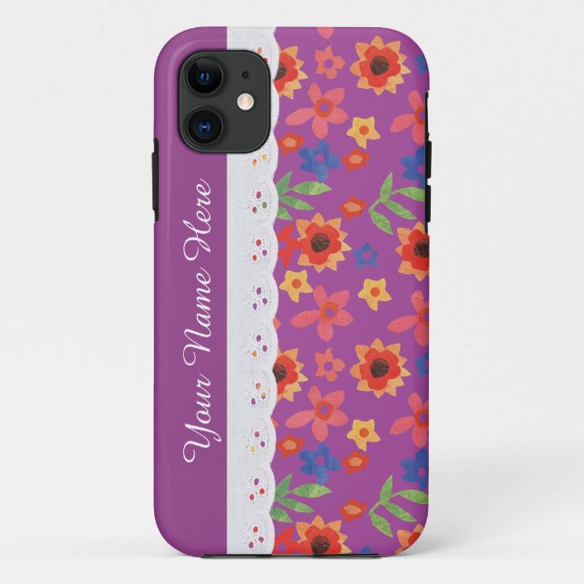 Custom Floral Print Magenta iPhone 5 Xtreme Case (Back)