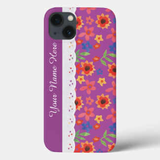 Custom Floral Print Magenta Samsung Galaxy Note 4 iPhone 13 Case