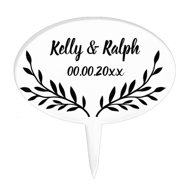 Custom floral print wedding cake topper design (Front)