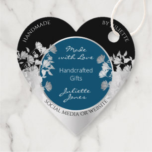 Custom Floral Product Supplies Ocean Blue Silver Favor Tags