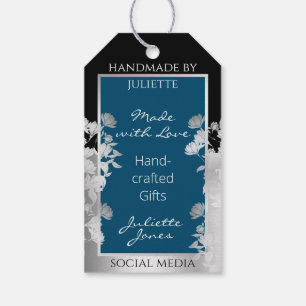 Custom Floral Product Supplies Ocean Blue Silver Gift Tags