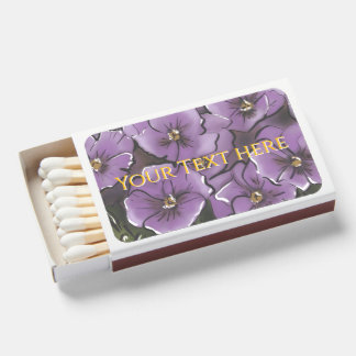 Custom Floral Purple Flowers Custom Name Matchboxes