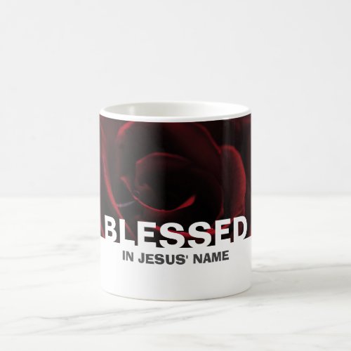Custom Floral Red Rose BLESSED Coffee Mug