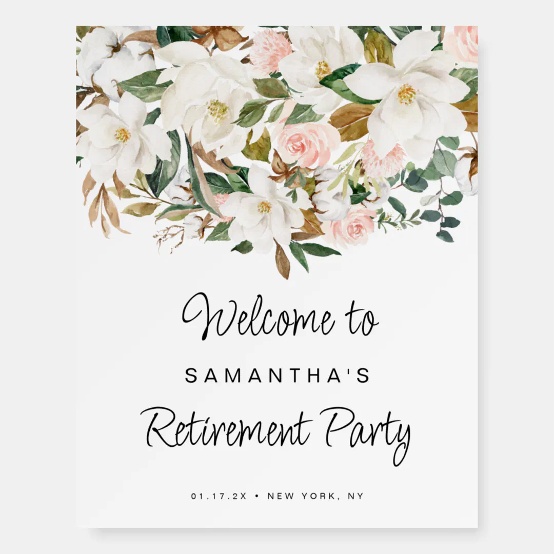 Custom Floral Retirement Party Welcome Sign  (Front)