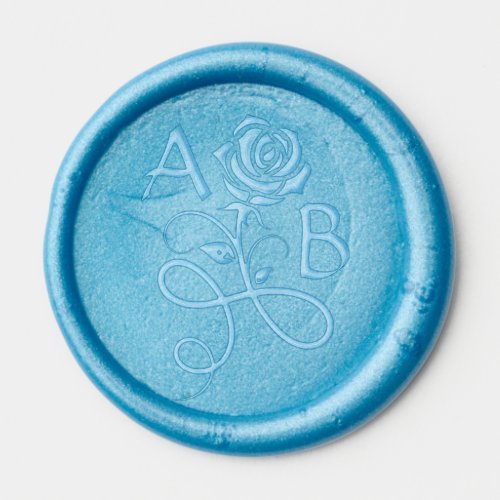 Custom Floral Rose With Monogram Adhesive Wax Seal Sticker