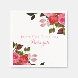 Custom Floral Roses BIrthday Party Napkins