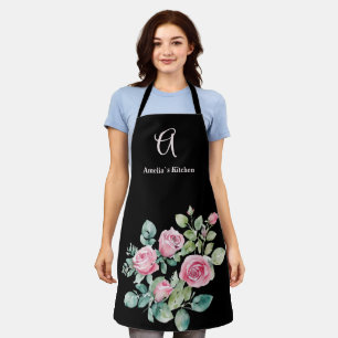 Custom Floral Roses Monogram Apron
