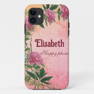 Custom floral rustic peony themed personalized iPhone 11 case