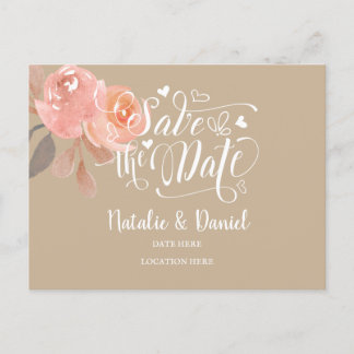 Custom Floral Save The Date Announcement Postcard
