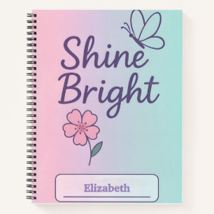 Custom Floral Shine Bright Notebook for Girls