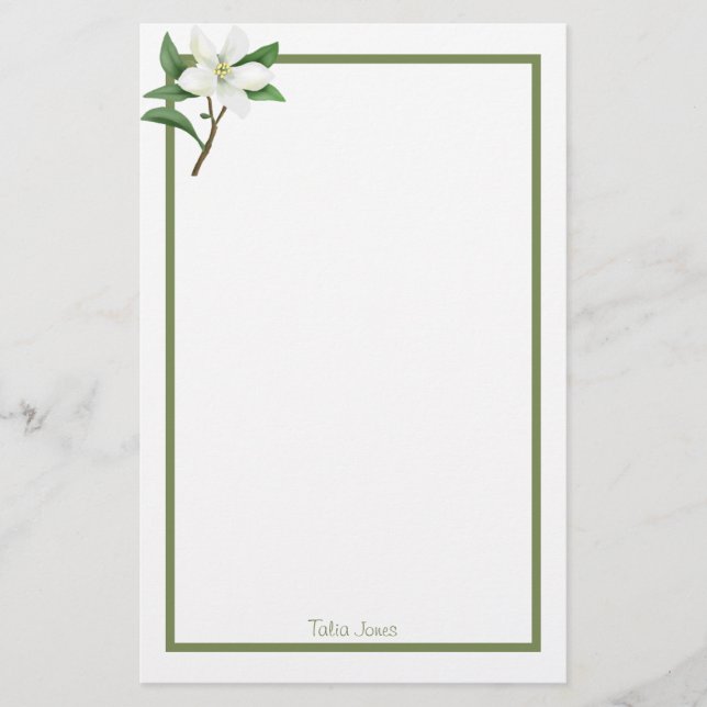 Custom Floral Stationery Paper (Front)