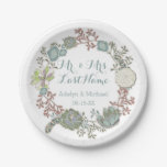 Custom Floral Succulent Wedding Paper Plates
