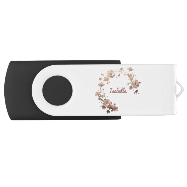 Custom Floral Swivel USB Flash Drive (Front)