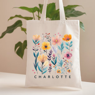 Custom Floral Tote Gift for Mom, Bridesmaid Gift Bag