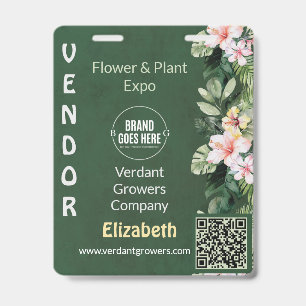 Custom Floral Trade Show Event Name Badge