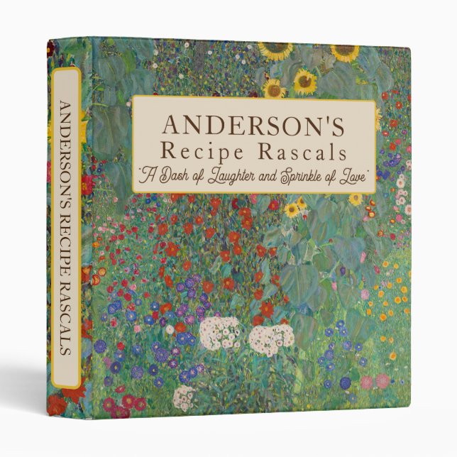 Custom Floral Vintage Family Dinners Cookbook 3 Ring Binder (Front/Spine)