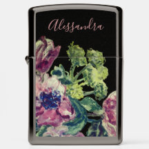 Custom Floral Watercolor Black Pink Bouquet Chic
