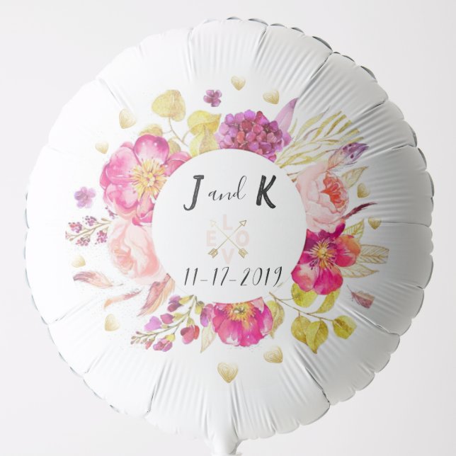 Custom Floral Wedding Design Balloon (Front)