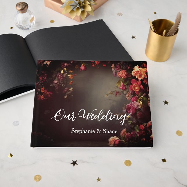 Custom Floral Wedding Guest Book (Front Open)