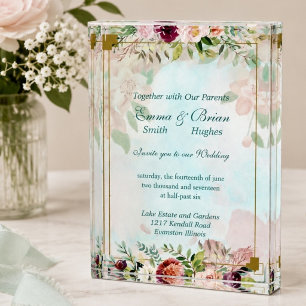 Custom Floral Wedding Invitation customizable Photo Block