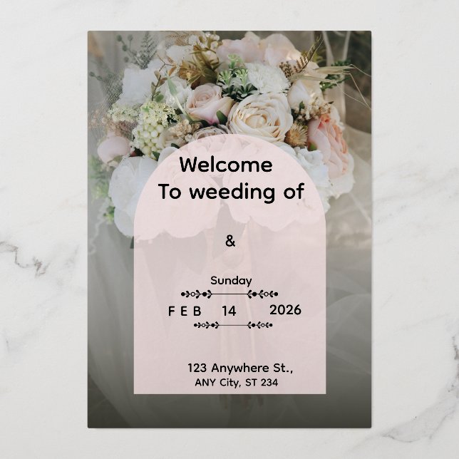 Custom Floral Wedding Invitation Personalized Mode Foil Invitation (Front)