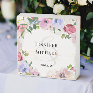 Custom Floral Wedding Keepsake Wooden Box Sign