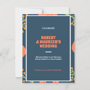 Custom floral wedding reception magnetic invitation