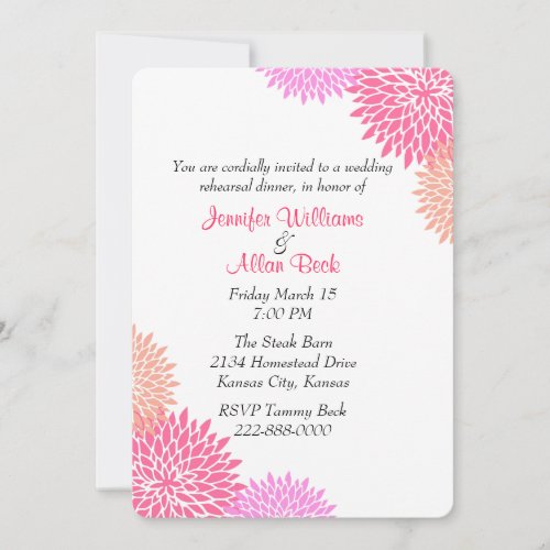 Custom Floral Wedding Rehearsal Dinner Invitation