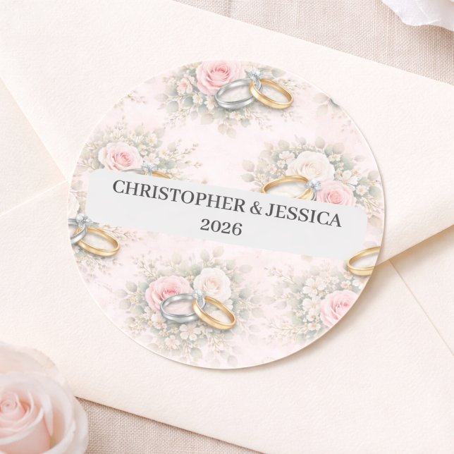 Custom Floral Wedding Rings Sticker (Creator Uploaded)
