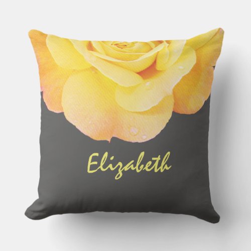 Custom Floral Weddings Mothers Day Yellow Gray Outdoor Pillow