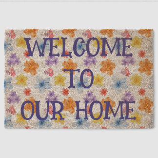 Custom Floral Welcome Mat - Personalized Door Mat
