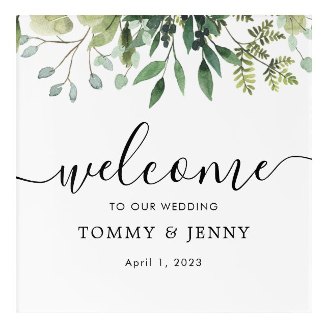 Custom Floral Welcome Wedding sign Acrylic Print (Front)