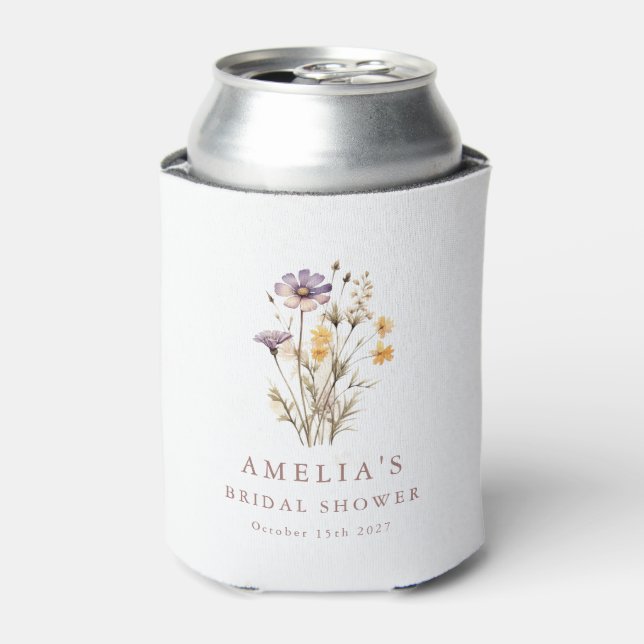 Custom Floral Wildflower Bridal Shower Favors Can Cooler (Can Front)