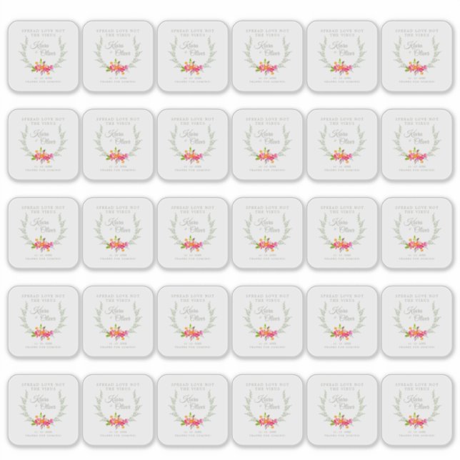 Custom Floral Wreath Wedding Sanitizer Hand Gel Sticker (Front)