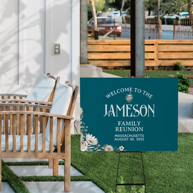 Custom FloralClassic Script Family Reunion Welcome Sign (Planning a family reunion? Welcome guests with this custom sign! )