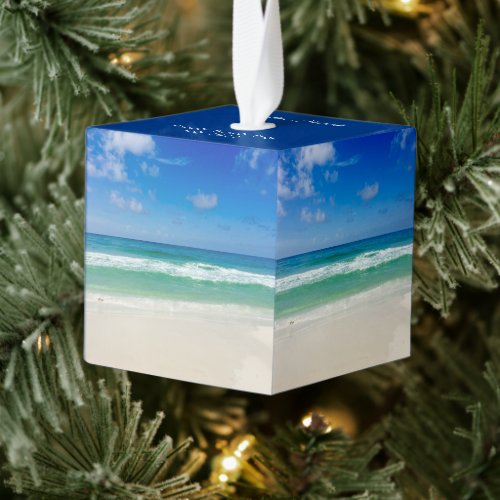Custom Florida City Beach Trip Photo Keepsake Cube Ornament