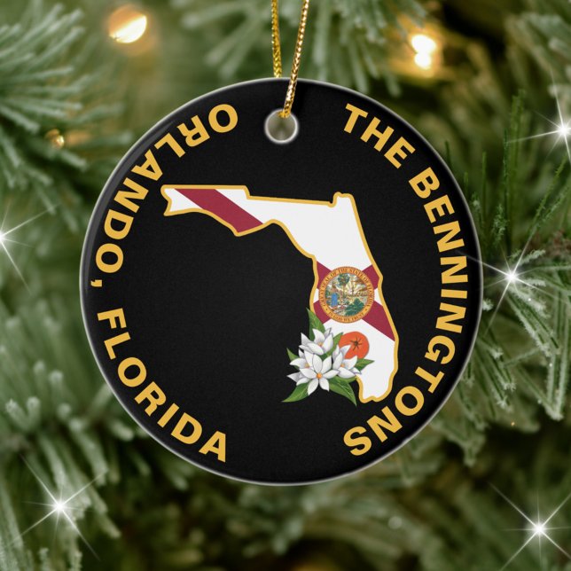 Custom Florida Flag State Flower Orange Blossom Ceramic Ornament (Creator Uploaded)