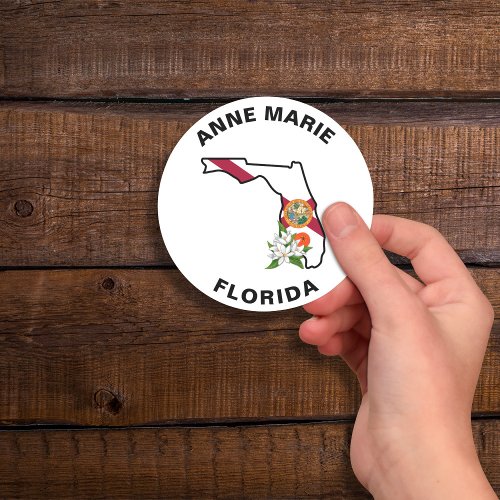 Custom Florida Flag State Flower Orange Blossom Classic Round Sticker