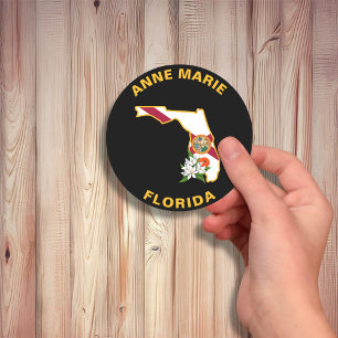 Custom Florida Flag State Flower Orange Blossom Classic Round Sticker