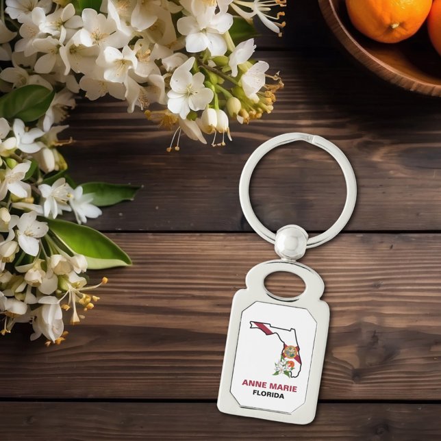 Custom Florida Flag State Flower Orange Blossom Keychain (Creator Uploaded)