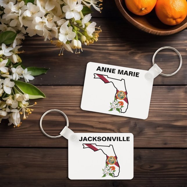 Custom Florida Flag State Flower Orange Blossom Keychain (Creator Uploaded)