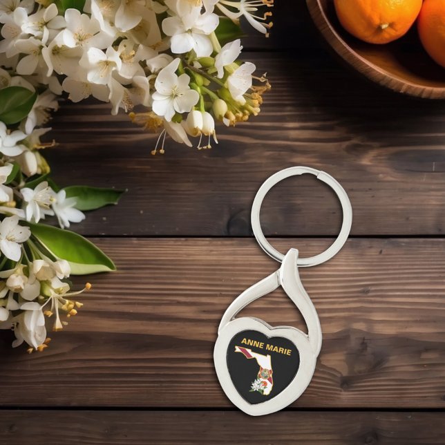 Custom Florida Flag State Flower Orange Blossom Keychain (Creator Uploaded)