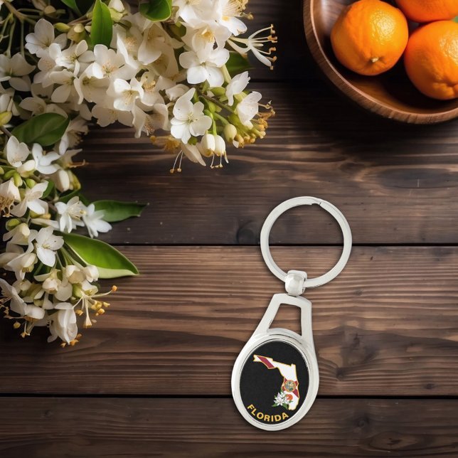 Custom Florida Flag State Flower Orange Blossom Keychain (Creator Uploaded)