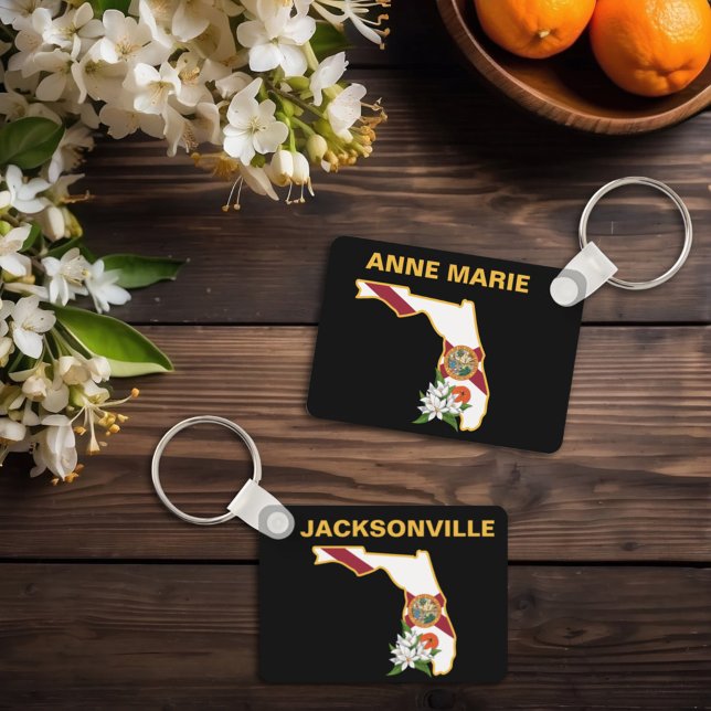 Custom Florida Flag State Flower Orange Blossom Keychain (Creator Uploaded)
