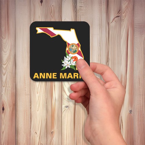 Custom Florida Flag State Flower Orange Blossom Square Sticker